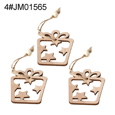 

3Pcs Retro Wooden Hollow Pendants with Rope DIY Crafts Christmas Tree Ornaments