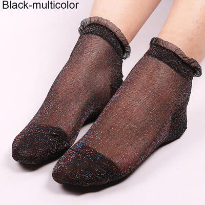 

Summer Women Ladies Sheer Silky Glitter Transparent Lace Ankle Socks Gift