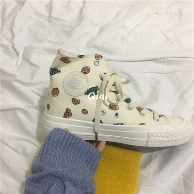 

Egg low canvas shoes women summer 2019 new Korean student women hand-painted shoes