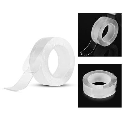 

1m33ft Washable Traceless Double-sided Adhesive Tape Removable Reusable Anti-slip Transparent Nano Gel Tape Pad 2mm Thickness St