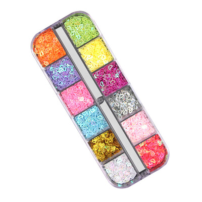 

Toponeto 12 Pcs Colors Nail Art Tips Stickers 3D Glitter Sequins Manicure DIY