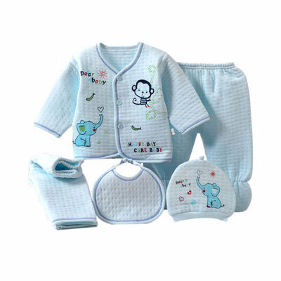 

Candy Color Autumn Winter Cute Newborn Cartoon Pattern Cotton Long Sleeve Thermal Underwear 5pcs Set
