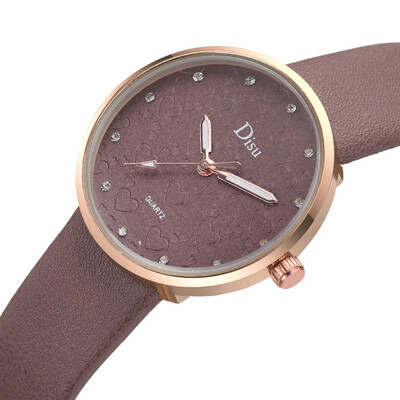 

RM Fashion Lady Frosted Dial Heart Shape Pattern Leather Belt Watch Quartz Watch