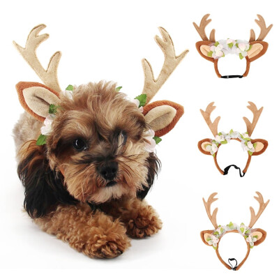 

Dog Cat Christmas Reindeer Antlers Horns Headband Halloween Easter Party Hats Costume Cosplay