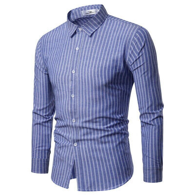 

Men Luxury Striped Long Sleeve Shirt Casual Slim Fit Stylish Dress Shirts Top