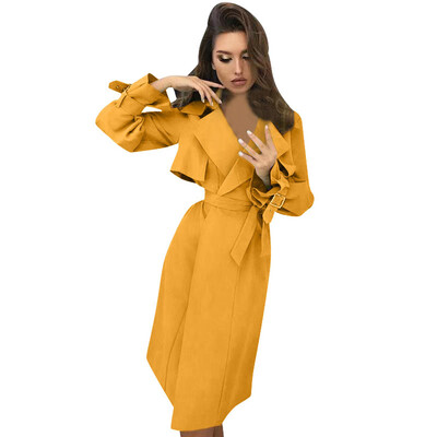 

Toponeto Women Casual Notched Collar Windbreaker Front Wrap Coat Jacket Outwear