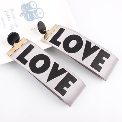 

Personality English Alphabet LOVE Fabric Stud Earrings Letter Love Earrings Charms Valentines Day Gift