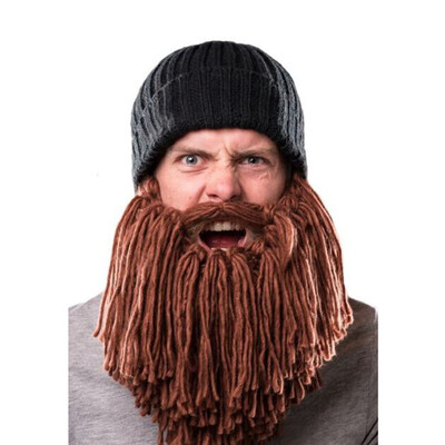 

Funny Winter Viking Long Beard Wool Cap Crazy Mens Warm Cosplay Beanie Hats Knitted Wind Ski Caps Face Mask