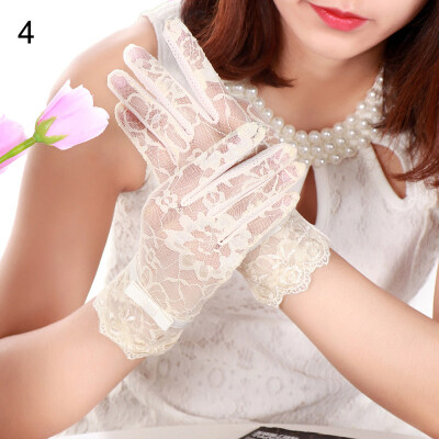 

Womens Driving Sun Protection See-through Lace Gloves Touch Screen Mittens