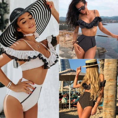 

Women Bikini Sets Vintage Ruffle Bandage Swimwear Swimsuit Push Up Summer Bathing Suits