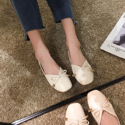 

Flat sole single shoe new summer dress Fangtou shallow bow beans shoe ladys style ladys style ladys style ladys ladys l
