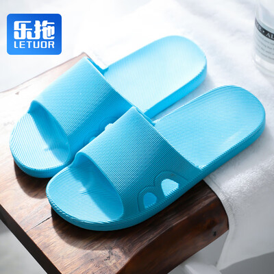 

Le drag letuo home bathroom soft bottom non-slip home beach bath male&female couple casual sandals&slippers LT2701 female models sky blue 4041 yards
