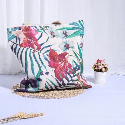 

Toponeto Portable&Washable Linen Plant Pattern Receipt Bag Reusable Shopping Bag