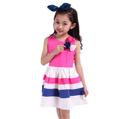 

3-12Y Girl Kids Flower Princess Dress Cotton Summer Sundress One-Piece