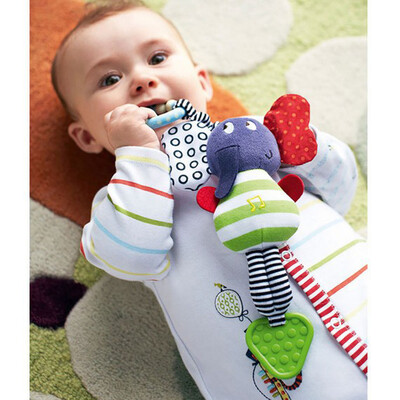 

Siaonvr Cute Music Elephant Bell Rattles Toy Safety Baby Soft Plush Stroller Doll Toys