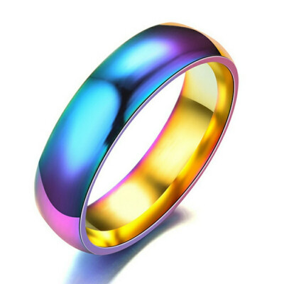 

Fashion Rainbow Stainless Steel Ring Simple Exquisite Titanium Stee Couple Rings