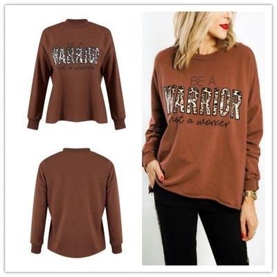 

Women Autumn Casual Letter Print Long Sleeve Round Neck Loose Top T Shirt Pullover