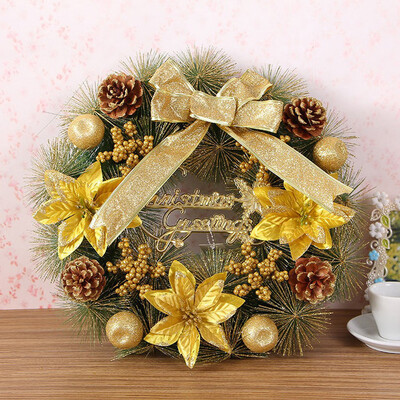 

Toponeto Christmas Artificial Pine Cone Wreath Leaf Fall Door Wall Home Ornament 40cm
