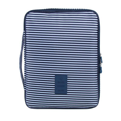 

Foldable Oxford Shirt Tie Storage Bag Navy Blue Stripes Clothing Container