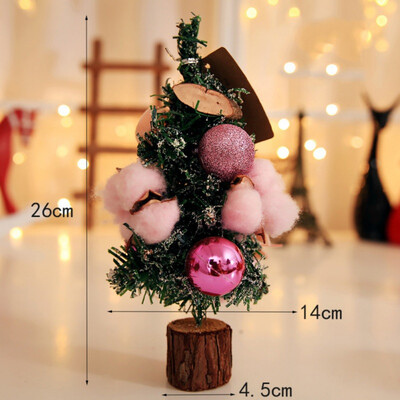 

Tabletop Artificial Christmas Tree With Wood Base Rabbit Bow-Knot Flower Decoration Christmas Tree Ornament For Home Office