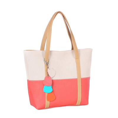 

Sweet Women Candy Color Heart Pendant Faux Leather Handbag Shoulder Tote Bag