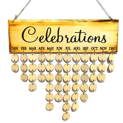 

Wooden Calendar Board Sign Family Celebration&Birthday Reminder DIY Wooden Craft for Home Decoration
