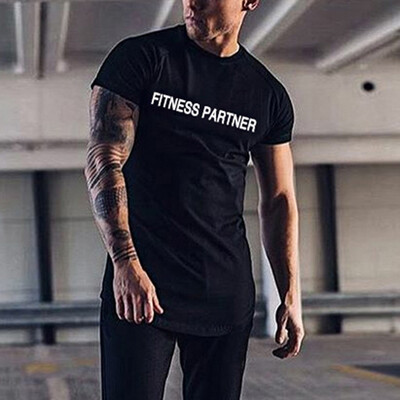 

Toponeto Mens Summer New Style Fashion Fitness Short Sleeves Letter Printing Blouse Top