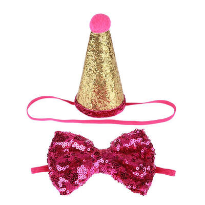 

Glitter Sequins Pets Dogs Birthday Bowknot Headwear Caps Party Costume Hat