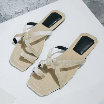 

Slippers Woman Wears Summer Korean Version Hundred-Toe Flat-Bottom Beach Slippers Fairy Evening Shoes