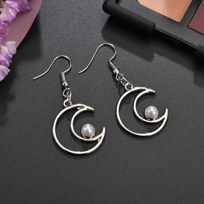 

Stud Earrings Set High Imitation Pearl Moon Flower Love Declaration Necklace Stud Ear Moon Exquisite Simple Valentines Day Gift