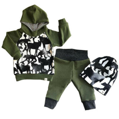 

US Casual Toddler Kids Baby Girl Boy Hooded Tops Pants 2Pcs Outfits Set Clothes