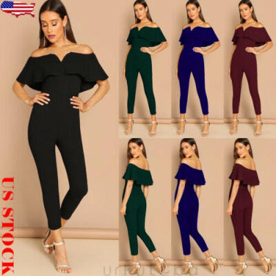 

US Women Jumpsuit Romper Off Shoulder Playsuit Clubwear Trousers Bodycon Outfit