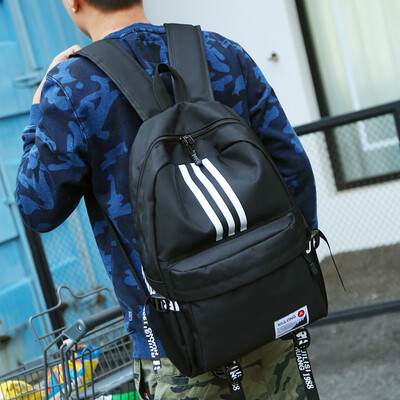 

Double shoulder bag Mens Korean version College Wind 2018 Rain proof Oxford knapsack Street pats High School Boys backpack