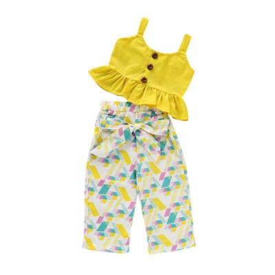 

Summer Kids Baby Girl Clothes Ruffle Tops Crop Pants Leggings Outfits SUnsuit