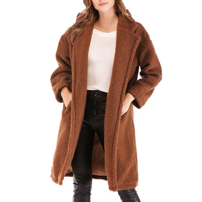 

Toponeto Winter Lady Womens Warm Solid Color Plush Pocket Coat Jacket Cardigan Outerwear