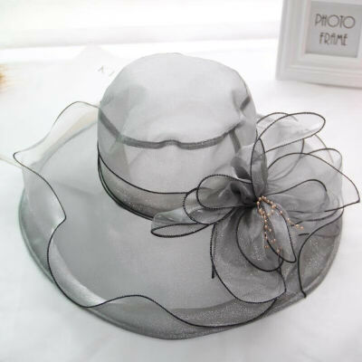 

New Womens Organza Church Summer Wide Brim Kentucky Derby Hat Party Wedding Cap