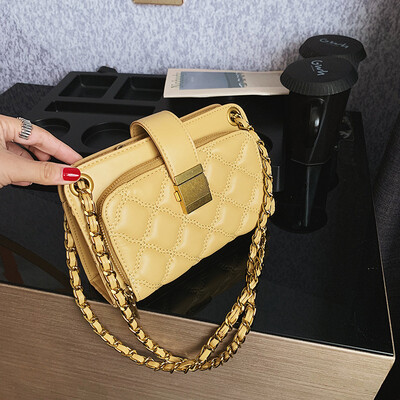 

Qiao Bani 2019 new Korea Dongdaemun fashion solid color embroidery thread chain small square bag shoulder diagonal tide handbag