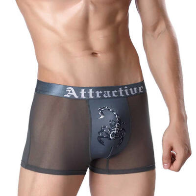 

Mens Ice Silk Boxers Sexy Ultra Slim Mesh Underwear