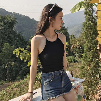 

Women Sexy Backless Casual Solid Skinny Tank Tops Fashion Sleeveless Bandage Vest Women Halter Tank Tops Female Camis