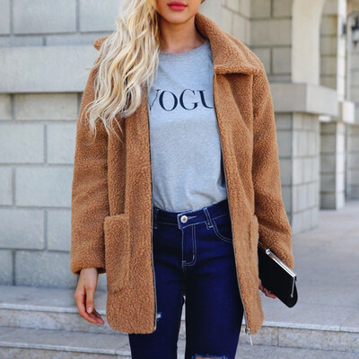 

Roseonmyhand Womens Ladies Warm Artificial Wool Coat Zipper Jacket Winter Parka Outerwear