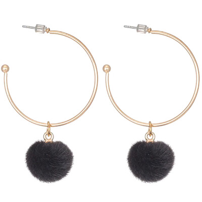 

New Christmas Simple Fur Earrings Sweet Ball Long Plush Ball Earrings Metal Nails Girl Favorite Jewelry