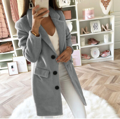 

Toponeto Woman Long Wool Coat Elegant Blend Coats Slim Female Long Coat Outerwear Jacket