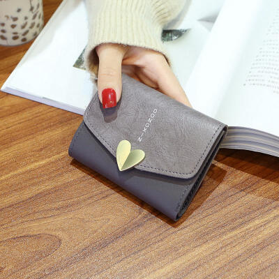 

Love Small Womens Wallet Purse Folding Student Change Coin Wallet Female Short Paragraph PU Leather Wallet