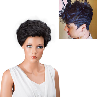

〖Follure〗Women Short Black Brown FrontCurly Hairstyle Synthetic Hair Wigs For Black Women