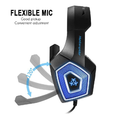 

Hunterspider V-1 35mm Wired Gaming Headsets Over Ear Headphones Noise Canceling Earphone with Microphone Colorful LED Light Blue