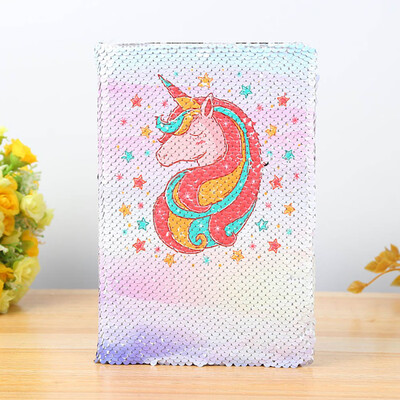 

Unicorn Notebook A5 Sequin Diary Journal Memo with Lock Key School Supply