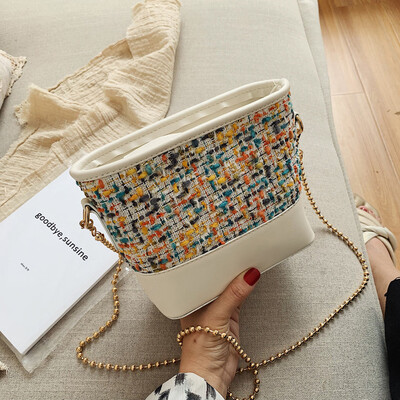 

Tailored Fashion Women Retro Leather Wool Bucket Bag Crossbody Bag Chain Shoulder Bags
