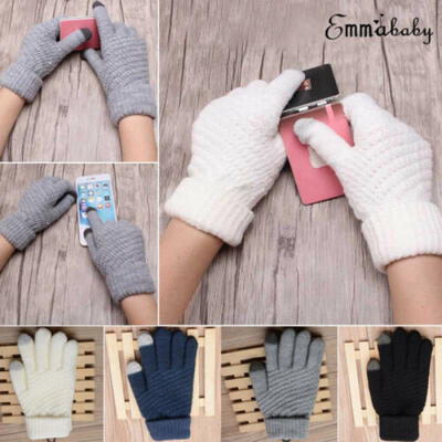 

Men Women Touch Screen Gloves Winter Warm Fleece Lined Thermal Knitted Black Hot