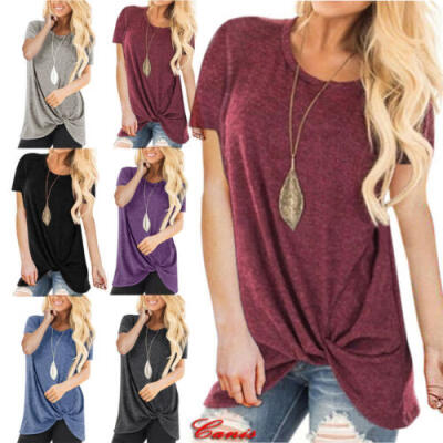 

Womens Casual Solid Blouse Shirt Tops Batwing Sleeve Loose Asymmetrical Jumper