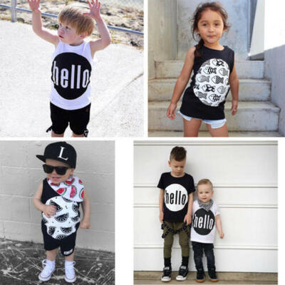 

2019 Kids Baby Boy Girls Summer Sleeveless Outdoor Tops Vest Short Pants Outfits